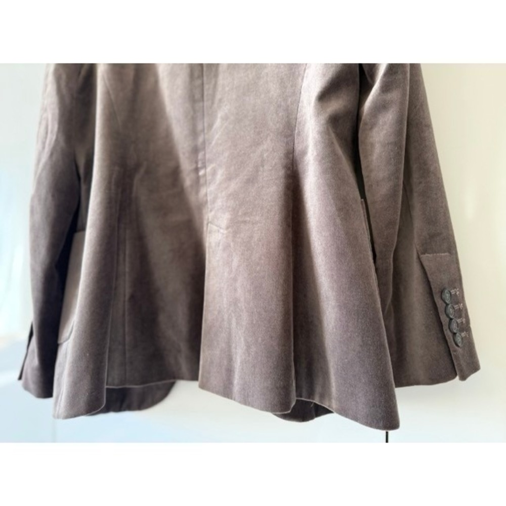 🍁Fall Sale! Zara Basic Velvet Blazer Small Taupe Brown Single Button Jacket - Picture 2 of 11